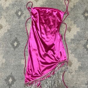 CUTEST SATIN PINK RHINESTONE DRESS